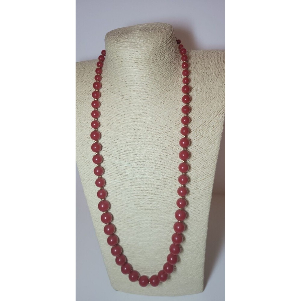 Vintage Monet Red Gradient Lucite Bead Gold Tone Spacer Necklace MCM